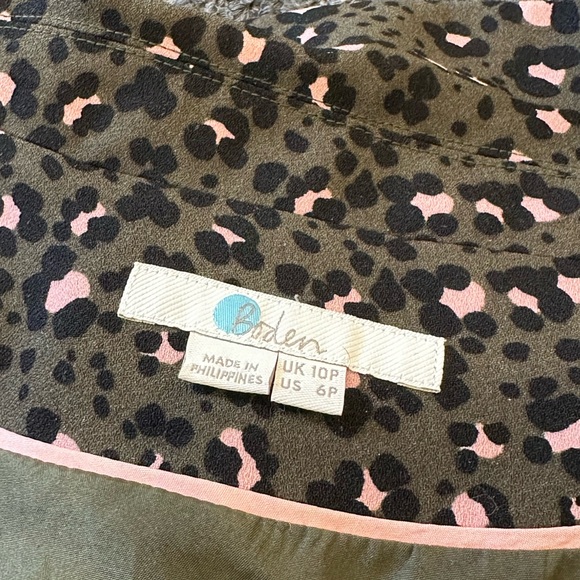 Boden Army Green Black & Pink Leopard Print Tillie Boiler Jumpsuit Size 6 Petite - Picture 8 of 9